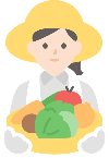 野菜をたくさん持っている人のイラストです。