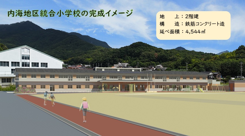 内海地区統合小学校の完成イメージ