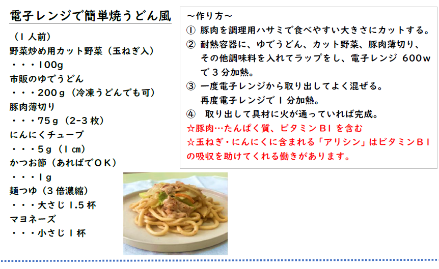 レンジで簡単焼うどん風レシピ
