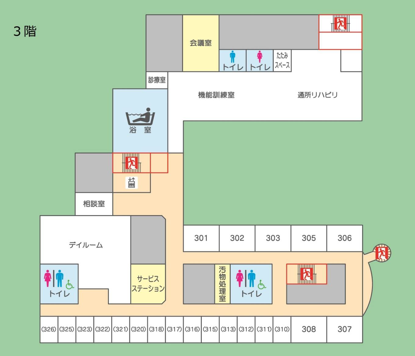 介護保険施設3階の図面です