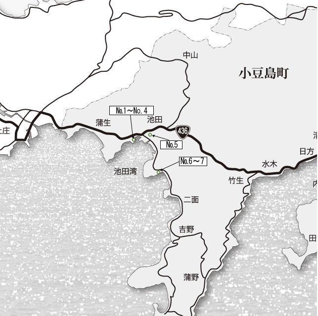池田地区の石彫の場所を示した地図